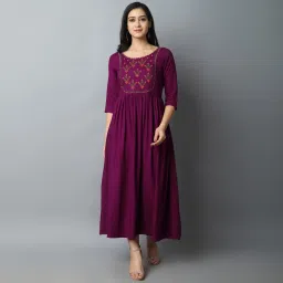 Women Embroidered Viscose Rayon A-line Kurta-image-62