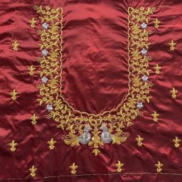 Unstitched Cotton Silk Blouse Material Embroidered-image-9