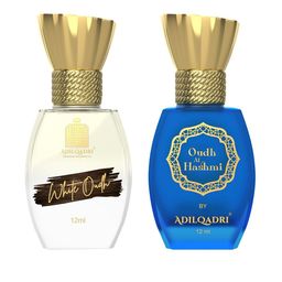 ADILQADRI Set of White Oudh & Oudh Al Hashmi Alcohol Free Roll-On Attar - 12 ml each-12