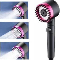 Snow Hand Shower with Filter, 3+1 Jet Types with Stop Function Black Handheld-picture-25