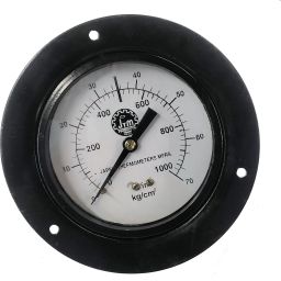 Dial Pressure Gauge 0-1000 PSI MS Body Dia 100 MM Back Connection Brass 3/8" BSP Ring Gauge-10