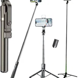Hold up 63" Long Selfie Stick Tripod with Fill light Bluetooth Remote for Mobile Phones 360 Degree Stable Durable Portable Extendable Detachable Bluetooth Remote Bluetooth Selfie Stick-19