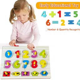 shalafi Combo Wooden Alphabets and Numbers Puzzle in Shape Toys Game Math Counting Board image 4