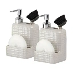 Kookee Grey 2 Pieces Abstract Ceramic Soap Dispenser image 2