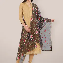 Dupatta Bazaar Embroidered Organza Dupatta with Thread Work image 3