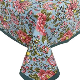 Texstylers Red & Blue Floral Anti-Slip Cotton 6-Seater Rectangular Table Cover image 2