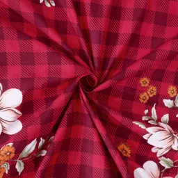Arrabi Red & White Floral Printed 8 Seater Rectangular Table Cover image 2