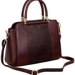 Brown Women Tote Full-Grain Natural Cro Leather Top-Handle satchel Tote Handbags-image-1