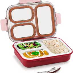 Ceelik Trio Steel Insulated 3-Compartment Lunch Box (280ml + 150ml + 150ml) 3 Containers Lunch Box-picture-28