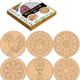 Lippan Art MDF Art Painting DIY Kit Mandala Art Kit for Kids 6-12(M103)(4Inch)-image-84