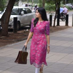 Women Printed Organza A-line Kurta-image-2