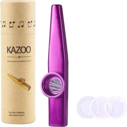 Kazoo Aluminum Allow Musical Instrument Paper Box With 5 Pcs Diaphragm Purple Aluminum Flute-17