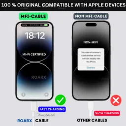 RoarX Lightning Cable 6 A 1 m USB Type C to Lightning Fast Mobile Charging Cable Compatible for i-Phone image 3
