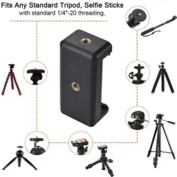 POZUB Best Buy Phone Holder Clip/Mount Adapter/Adjustable Clamp + 2 Hole Mobile Clip Mount Mobile Camera Holder and Tripod Mount Holder Monopod Holder Clip With 360 Degree mobile clip, Mobile Phone, Smartphone’s, Selfie Stick & All Types of Tripods mobile holding clip Camera Stand Clip Bracket Holder Tripod Monopod Mount Adapter Mobile clip stand in tripod Tripod, Monopod Kit, Monopod, Tripod Kit, Tripod Bracket, Tripod Clamp image 5