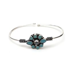 Ozanoo Women Silver Oxidised Silver-Plated Kada Bracelet-image-66