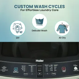 haier 8 kg Powerful Storm Pulsator, Custom Wash Cycles with Quick Wash, Near Zero Pressure Technology, Dual Magic Filter Fully Automatic Top Load Black, Grey image 5