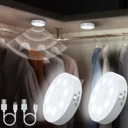 BoldCollections Cool White Light Wireless USB Rechargeable ABS Round Intelligent Body Induction Motion Sensor Light-89