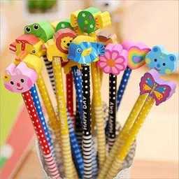 Return Gift For School Kid Girls and Boys |Fun Pencil Set with Cartoon Eraser Pencil-15
