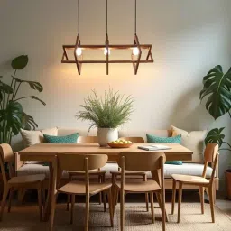 symplify Paragon 3 Lights Brown Solid Wood Linear Chandelier Cluster Hanging Light-picture-20