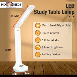 study table lamp Rechargeable LED Desk Table Lamp Touch Sensor 3 Level Brightness Dimmable 12Hrs Study Lamp image 2
