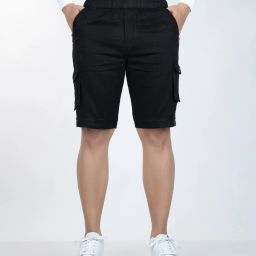 Solid Men Black Cargo Shorts-image-67