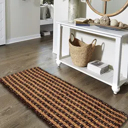 Kuber Industries Brown Striped Cotton Rug Bedside Runner-82