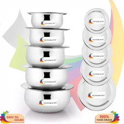 Pack of 5 Stainless Steel Stainless Steel Handi 5 Pcs Set with lid 1500ML,1100ML,800ML,600ML,400ML Dinner Set-3