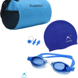 professional combo swimming kit with cap , earplug , goggles and a duffle bag bLUE Swimming Kit-image-13