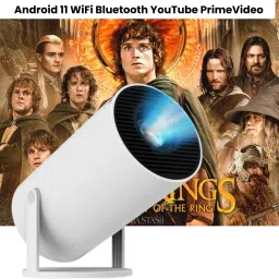 CLAIRBELL Smart Projector for Home 4K Support Rotabable Design withApp Netflix,YouTubeP325 (4500 lm / 1 Speaker / Wireless / Remote Controller) Portable Projector-picture-0