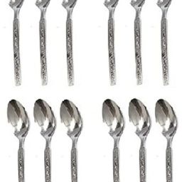 12Pcs Beautifully Designed Handle Stainless Steel Table Spoon, Tea Spoon, Dessert Spoon Set-image-11