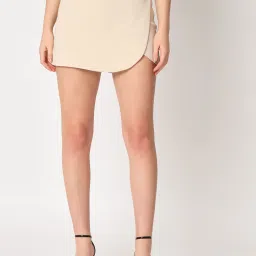 Women Solid Skorts Beige Skirt-image-19