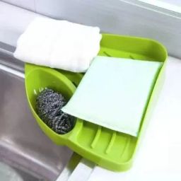 Kitchen Sink Corner Tool | Storage Organizer Rack for Soap Dish Wash Basin Plastic Wall Shelf-23