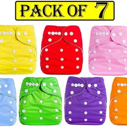 Cloth Reusable Washable Diaper,Waterproof(Without Insert)(Pack of 7)(Mix Color)-15