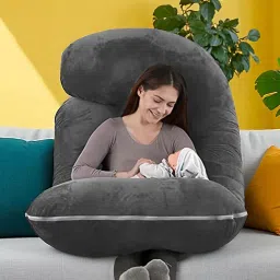J Shaped Microfibre Solid Pregnancy Pillow Pack of 1-image-69