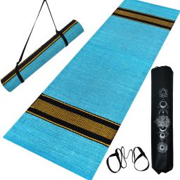 Handwoven ANTI-SLIP COTTON Blue 8 mm Yoga Mat-image-46