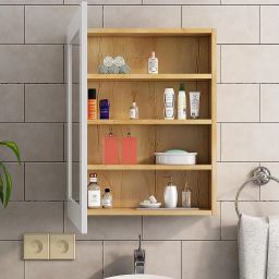 Bathroom Mirror Cabinet Organizer Shelf 2.1 x 1.6 Feet Wooden Wall Shelf-17