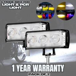 TL9 SIX MODE Yellow/White with Red/Blue 60W DC 9V-60V Dual Lens Fog Light Fog Lamp Car, Motorbike, Truck, Van LED (12 V, 30 W)-0