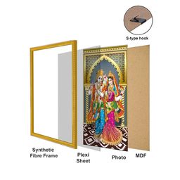 999Store Grey & Red Lakshmi With Ganesha And Saraswati Poster Print Photo Frame image 2