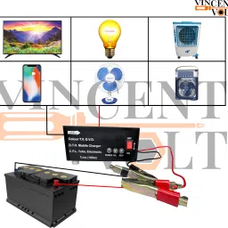 12 volt 100 watt DC to AC Converter with Two 240 volt Charging Output Metal Body Square Wave Inverter-24