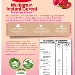 manna Health Mix Instant Multigrain Cereal, Strawberry, Banana, Dates, with Milk Cereal image 2