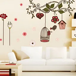 Asian royal Beige & Brown Printed Self Adhesive Wall Sticker-23