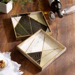 Set of 2 Square Decorative Serving Tray for Diwali & Festive Gifts Tray-11