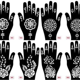 Set of 8 Henna Tattoo Stencil | Mehandi Stencils For Women, Girls & Kids-4
