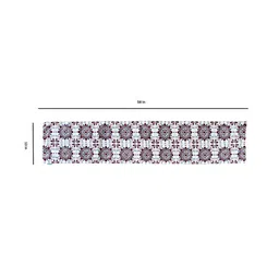 Tasseled Home White & Red Tile Printed Rectangular Table Runner image 5