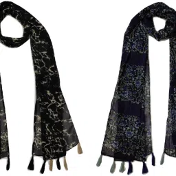 Printed Chiffon Women Multicolor Scarf, Stole, Fancy Scarf-image-16