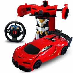 Remote Controlled Transforming Cars B-M-W Transformer Car - RC Transformation Remote Deformations Convert from Cars to Robot Car Toy - Red-image-7