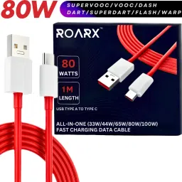 RoarX USB Type C Cable 8 A 1 m TPE SuperVOOC/Dash/Wrap charger Cable Compatible with oneplus OnePlus 12/OnePlus 12r /OnePlus 11/OnePlus 11R/OnePlus 10 Pro/OnePlus 10R/ 9R/ 8 / 8T / 7 / 7T / 6-37