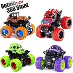 4WD Truck Cars Push and Go Toy Trucks Friction Powered Cars (Pack of 4 Cars)-24