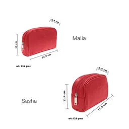 Kara Set of 2 Red Leather Toiletry Bags image 4