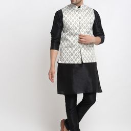 Kaifoo Men Multicoloured Kurta with Churidar & Nehru Jacket image 3